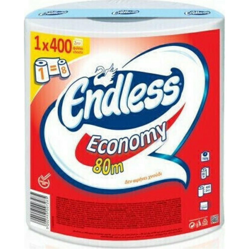 Endless Χαρτί Κουζίνας Economy 80m Ρολό 2 Φύλλων 800gr ΑΝΑΛΩΣΙΜΑ