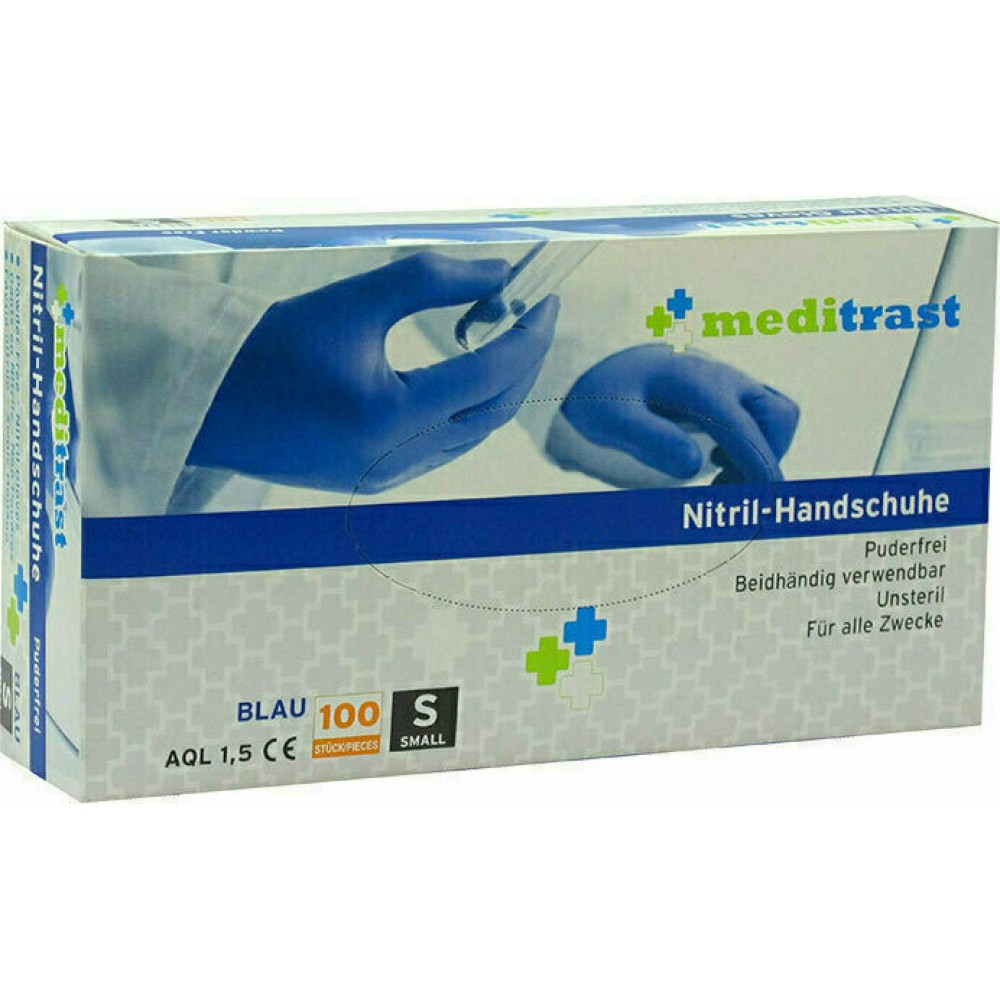 Meditrast Nitril-Handschuhe Γάντια Νιτριλίου Χωρίς Πούδρα σε Μπλε Χρώμα 100τμχ ΓΑΝΤΙΑ ΠΑΚΕΤΟ