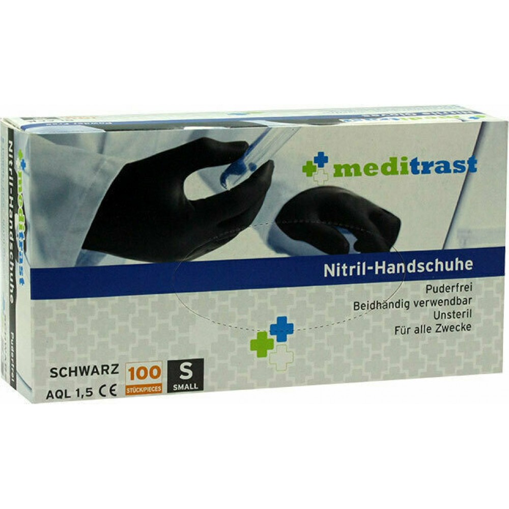 Meditrast Nitril-Handschuhe Γάντια Νιτριλίου Χωρίς Πούδρα σε Μαύρο Χρώμα 100τμχ ΓΑΝΤΙΑ ΠΑΚΕΤΟ