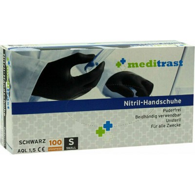 Meditrast Nitril-Handschuhe Γάντια Νιτριλίου Χωρίς Πούδρα σε Μαύρο Χρώμα 100τμχ