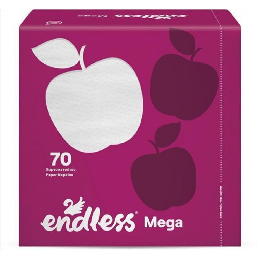 Endless Mega Χαρτοπετσέτα Λευκή 33x33εκ. 70τμχ ΑΝΑΛΩΣΙΜΑ