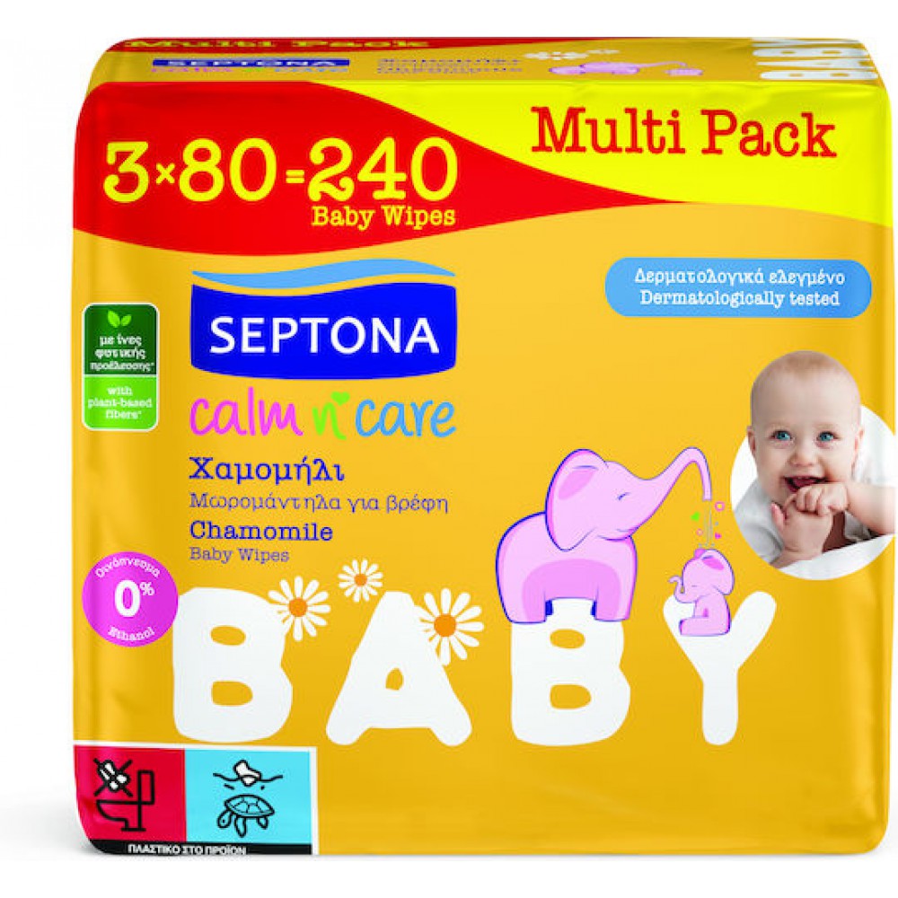 Septona Calm and Care Μωρομάντηλα χωρίς Οινόπνευμα & Parabens 3x80τμχ ΑΝΑΛΩΣΙΜΑ