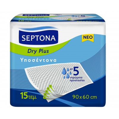 Septona Dry Plus Υποσέντονα Ακράτειας με 5 Στρώματα Προστασίας 60x90cm 15τμχ