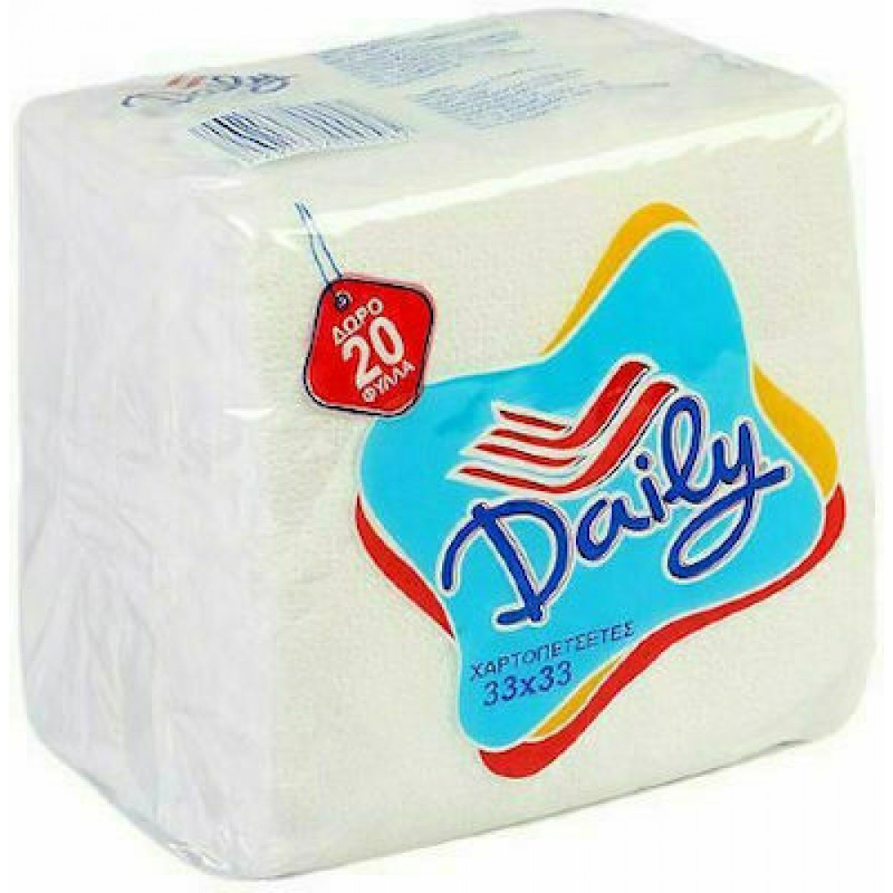Daily 70 Χαρτοπετσέτες Μονόφυλλες Λευκές 33x33cm ΑΝΑΛΩΣΙΜΑ