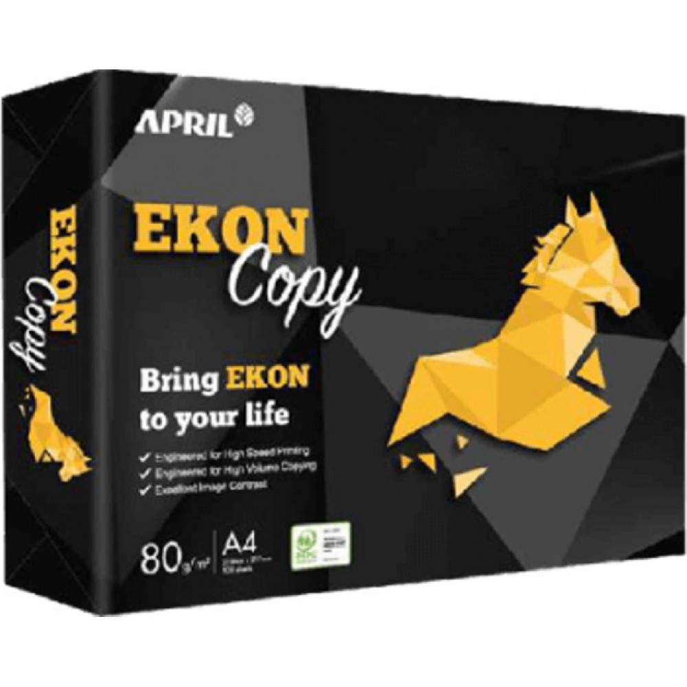 Παλέτα 300 Δεσμίδες April Ekon Χαρτί A4 Εκτύπωσης  80gr/m² 60 Κουτιά x 5 πακέτα x 500 φύλλα Φωτοτυπικό Χαρτί