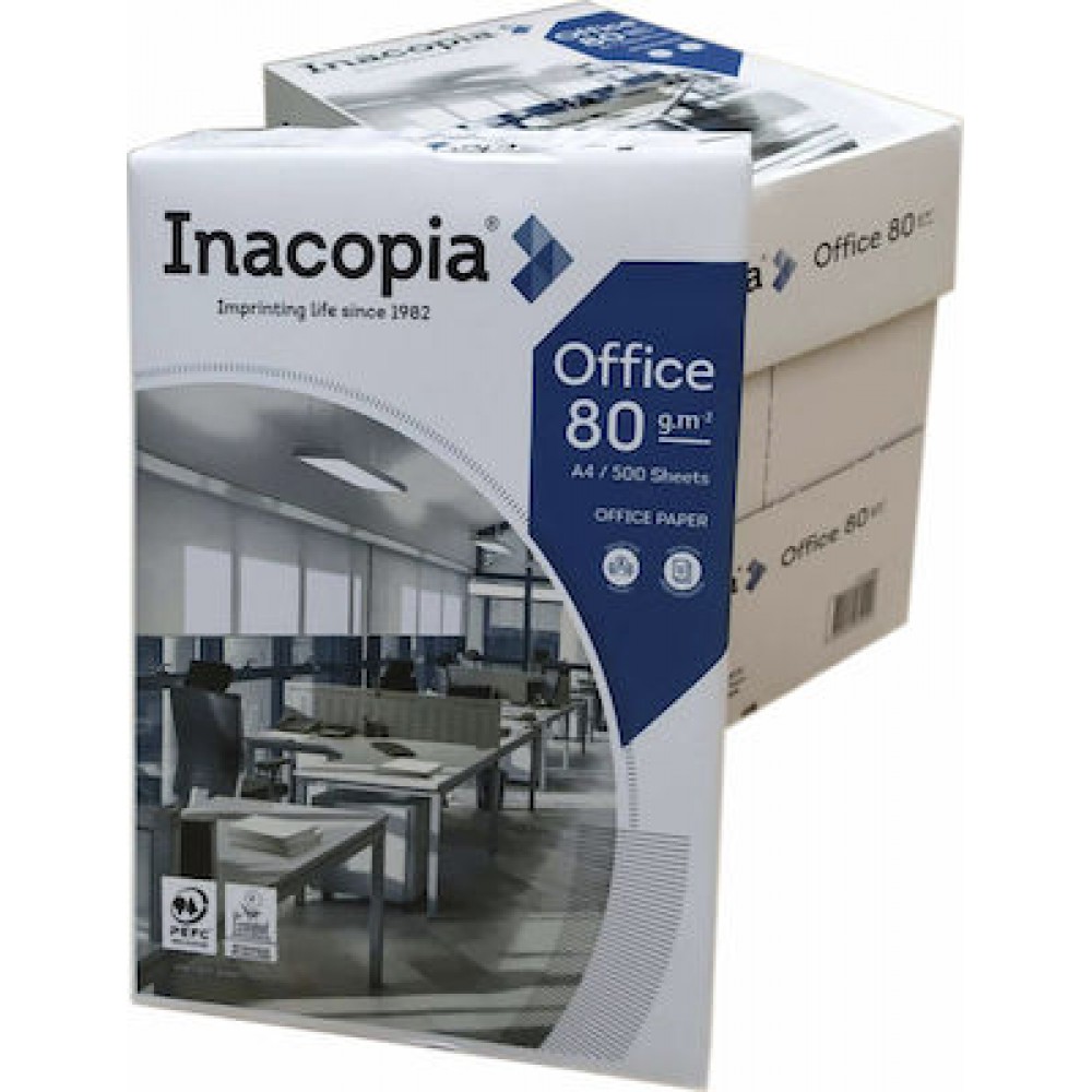 Inacopia Office Χαρτί Εκτύπωσης A4 80gr/m² 5x500 φύλλα Φωτοτυπικό Χαρτί