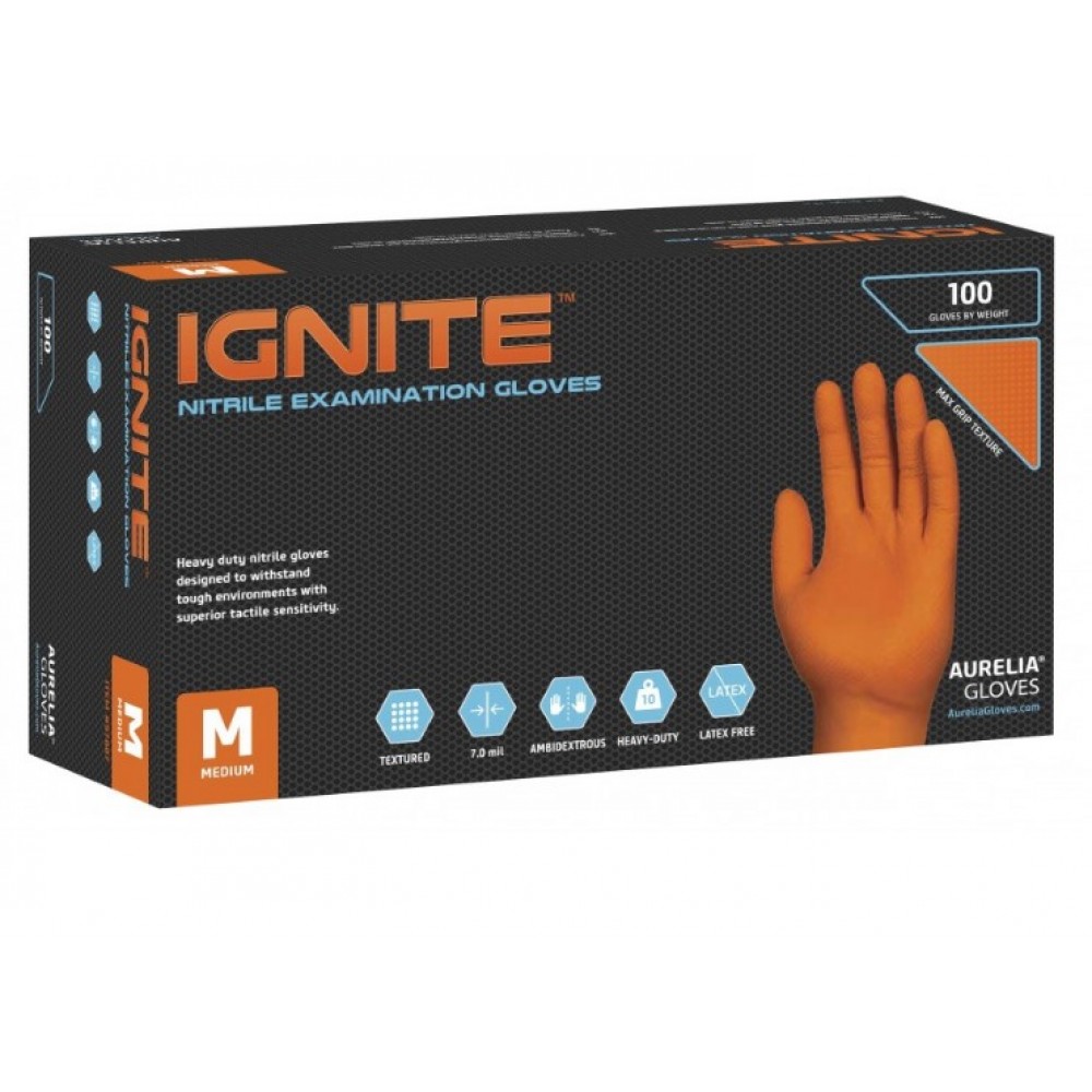 Aurelia Ignite Γάντια Νιτριλίου Χωρίς Πούδρα σε Πορτοκαλί Χρώμα 100τμχ ΓΑΝΤΙΑ ΠΑΚΕΤΟ