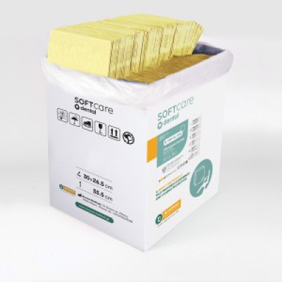 Οδοντιατρική πετσέτα Soft Care Plus - Κίτρινη 2ply + 1ply χωρίς Dispenser 500τμχ