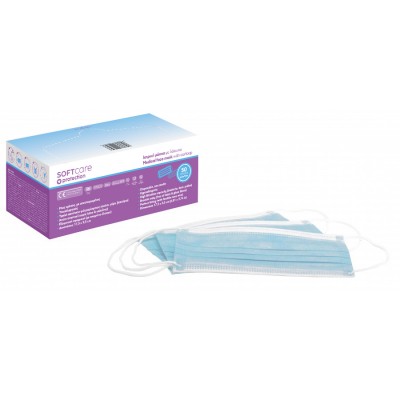 Soft Care Ιατρική Μάσκα 3ply Type II με λάστιχο - Γαλάζιο (50 τμχ)