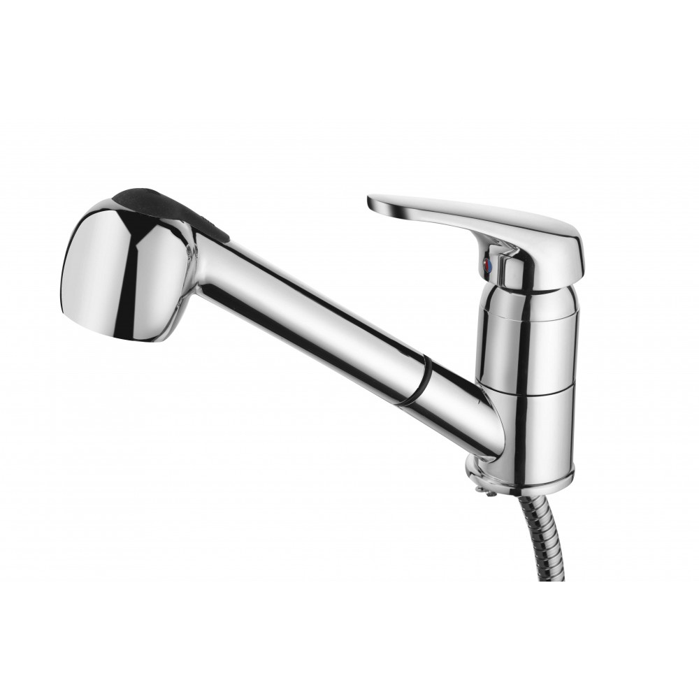 HIlang Italian Group Standard Line Μπαταρία Κουζίνας Πάγκου με Ντουζ και Σπιράλ Ασημί