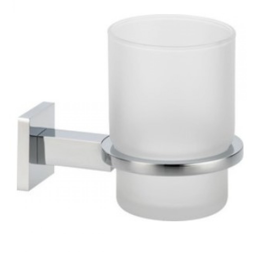 Verdi Cube 3070522 Ποτηροθήκη Επιτοίχια Γυάλινη Ασημί